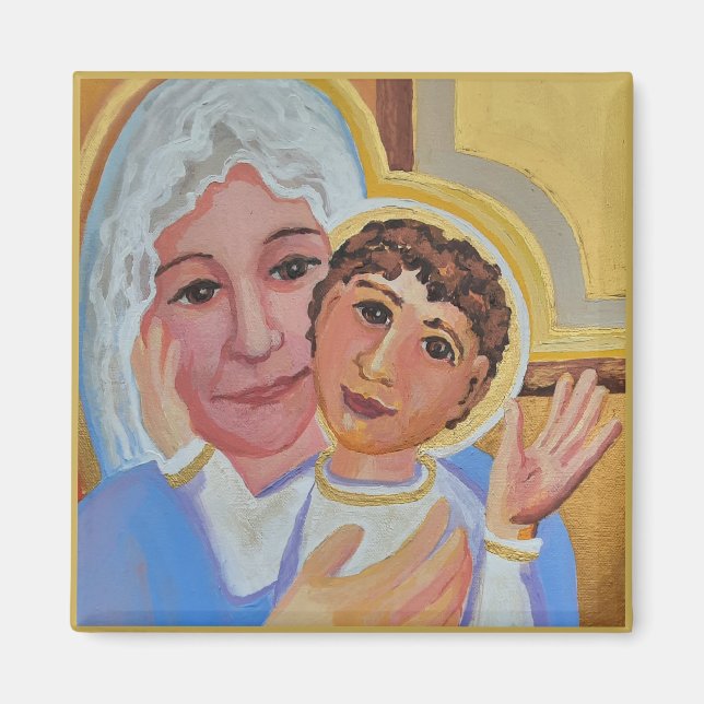 Mary und Kind Jesus Magnet (Vorne)