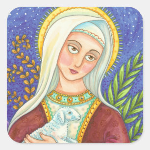 Mary und Lamm CLASSIC QUADRATISCHE AUFKLEBER Bogen