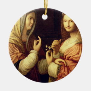 Mary und Martha (Öl auf Platte) Keramikornament