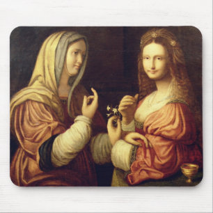 Mary und Martha (Öl auf Platte) Mousepad