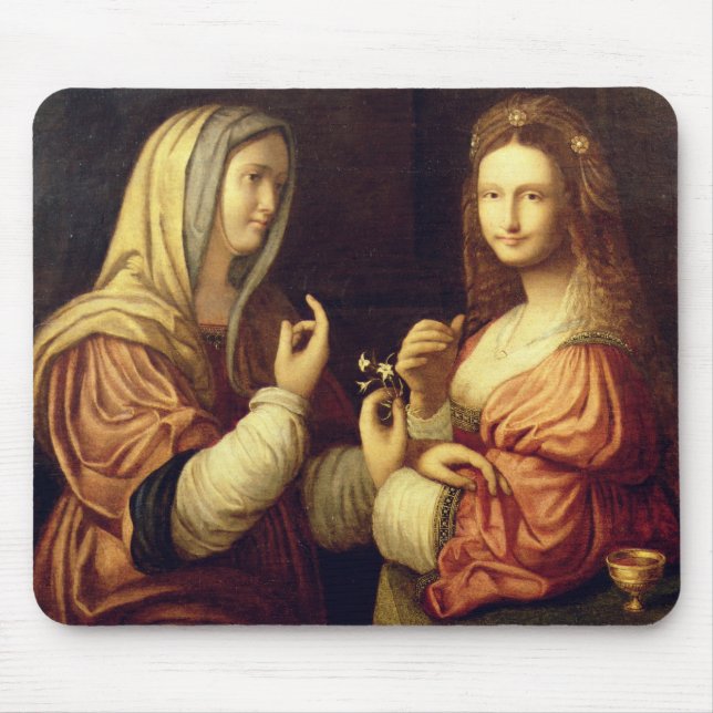 Mary und Martha (Öl auf Platte) Mousepad (Vorne)