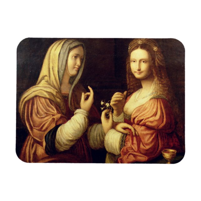 Mary und Martha (Öl auf Tafel) Magnet (Horizontal)