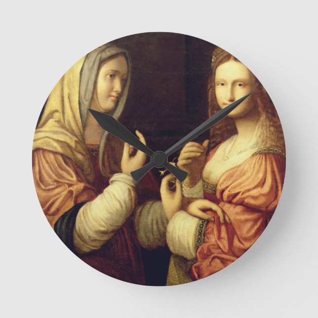 Mary und Martha (Öl auf Tafel) Runde Wanduhr (Vorderseite)