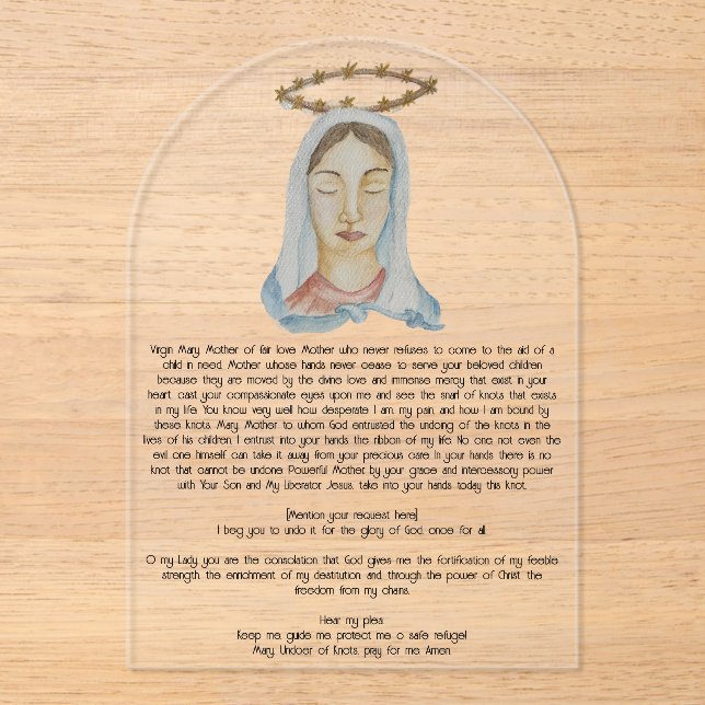 Mary Undoer of Knowleylic Prayer Card Acryleinladungen (Vorderseite)
