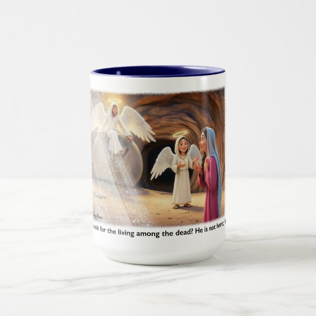 Mary visits the empty tomb an sees an Angel.       Tasse (Zentrum)