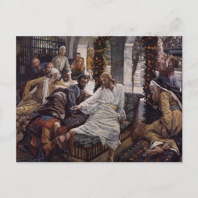 Mary Washing Jesus Feet Feiertagspostkarte (Vorderseite)