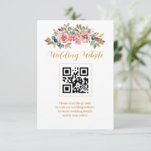 MARY Wasserfarben-Rose Smaragdgrün QR-Code Begleitkarte