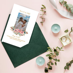 MARY Watercolor Rose Foto Emerald Green Save The Date
