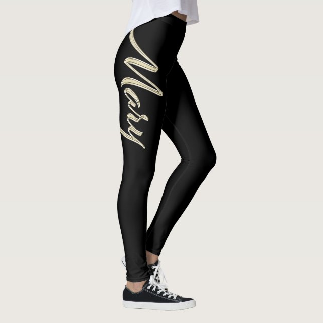 Mary white gold Handwriting Hose Leggings (Rechts)