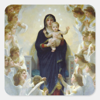 Mary with Angels - Regina Angelorum Quadratischer Aufkleber