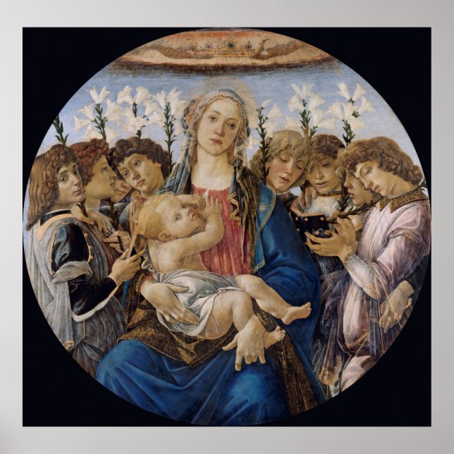 Mary with Child and Singing Angels Botticelli Poster (Vorne)