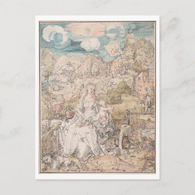 Mary Zu einer Vielzahl von Tieren von Durer Postkarte (Vorderseite)