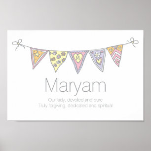 Maryam Girls Name und Bedeutung Bbuntposter Poster