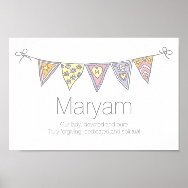 Maryam Girls Name und Bedeutung Bbuntposter Poster (Vorne)