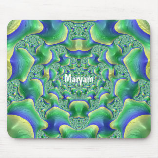 MARYAM ~ Zany Green, Yellow and Blue Mouse Pad Mousepad