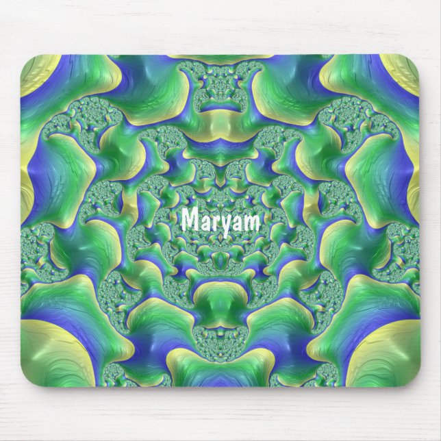 MARYAM ~ Zany Green, Yellow and Blue Mouse Pad Mousepad (Vorne)