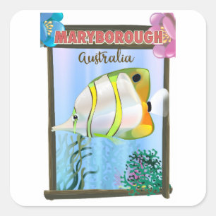 Maryborough Australien Tropisches Reiseplakat Quadratischer Aufkleber