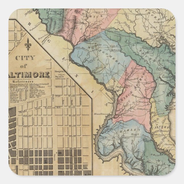 Maryland 8 quadratischer aufkleber (Vorderseite)