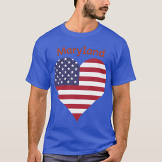 Maryland Amerikanische Flagge Herz T-Shirt