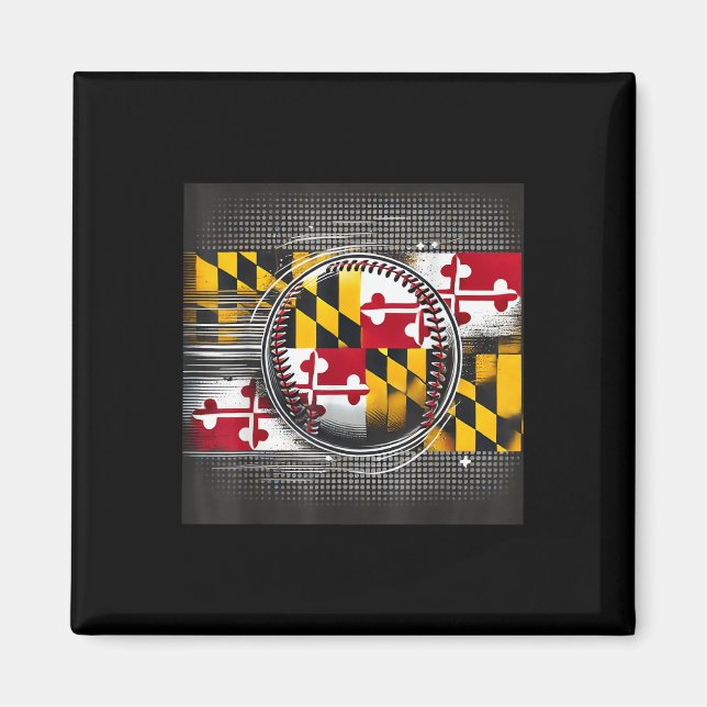 Maryland Baseball Player Design mit State Flag Ar Magnet (Vorne)