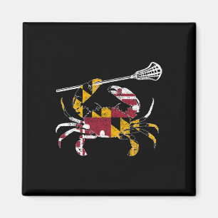 Maryland Blue Crab Lacrosse Lover T-Shirt Flag Mar Magnet
