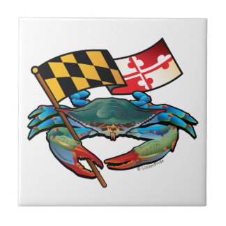 Maryland Blue Crab mit Flag-Wappen Fliese