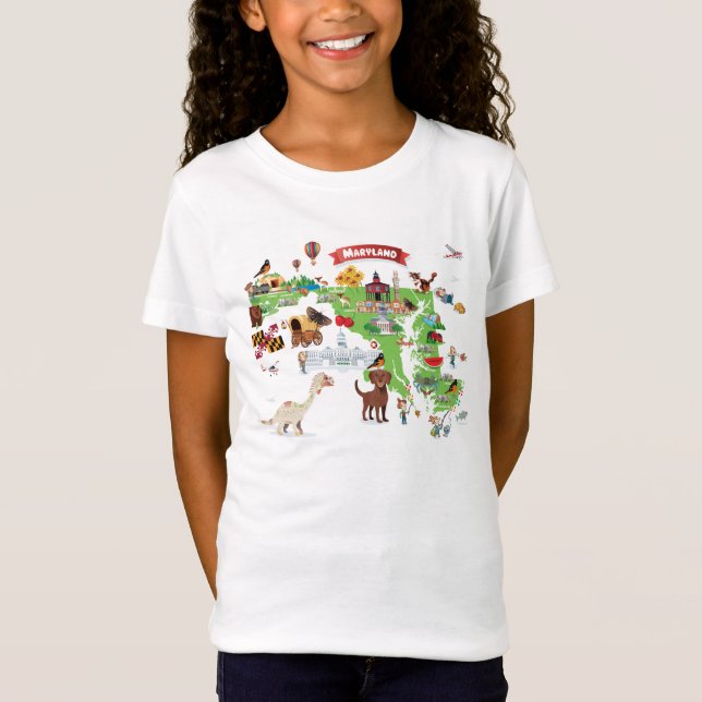 Maryland-Cartoon-Karte T-Shirt (Vorderseite)