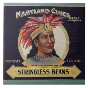 Maryland Chief Stringless Beans Label der 1930er J Fliese