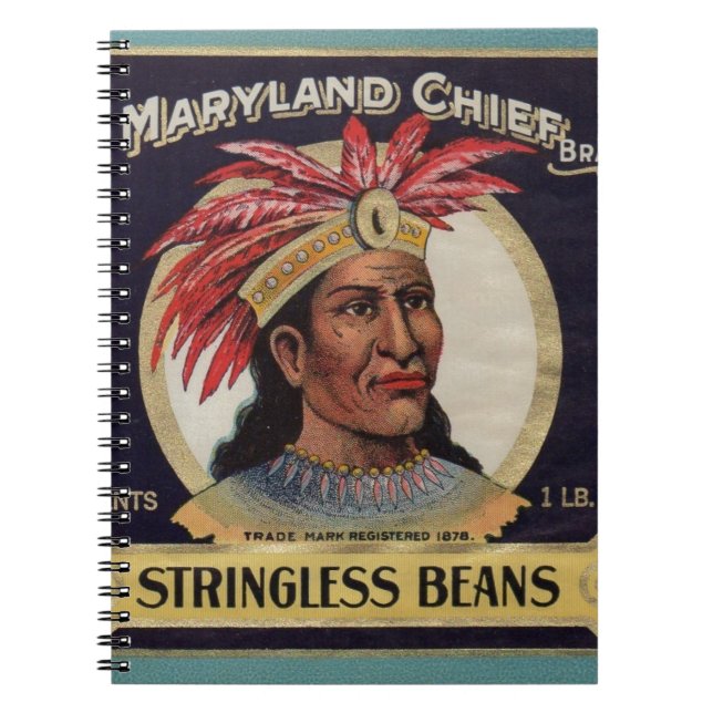 Maryland Chief Stringless Beans Label der 1930er J Notizblock (Vorderseite)