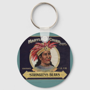 Maryland Chief Stringless Beans Label der 1930er J Schlüsselanhänger