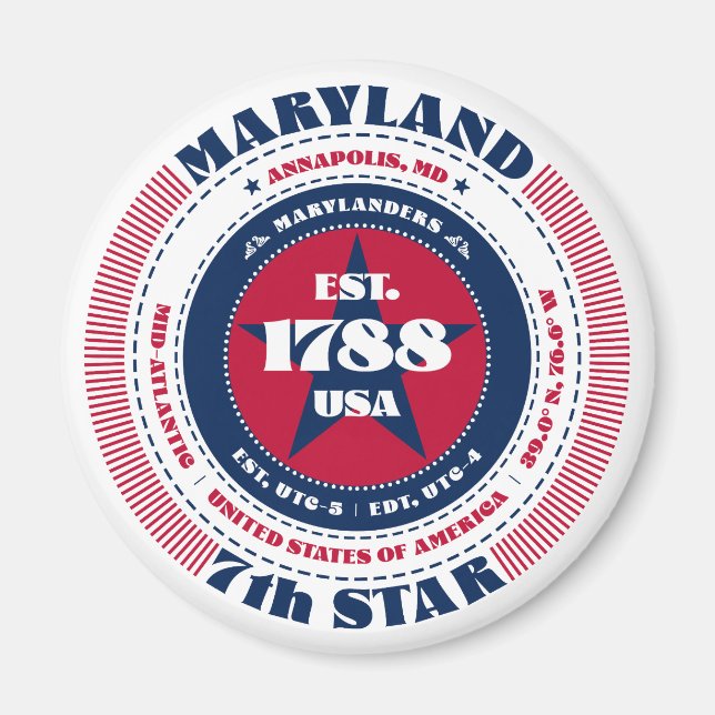 Maryland Circle Typografy Souvenir Magnet (Vorne)