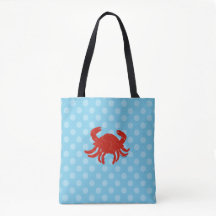 Maryland Crab Blue Polka Dots Dog Travel Tote Bag