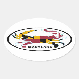 Maryland Crab Flag Oval Decal (Satz 4) Ovaler Aufkleber