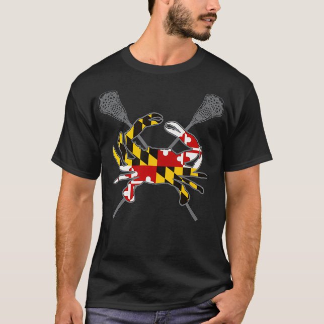 Maryland Crab Lacrosse Crossed Stick MD Flag Match T-Shirt (Vorderseite)