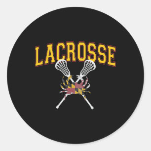 Maryland Crab Lacrosse Crossed Sticks Lax Md Flag Runder Aufkleber