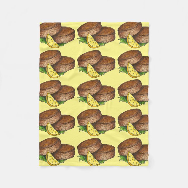 Maryland Crabcake Bay Crab Cakes Meeresfrüchte Fleecedecke (Vorderseite)