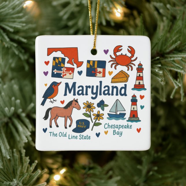 Maryland Custom Family Trip Weihnachten bewahren Keramikornament (Baum)