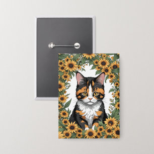 Maryland Dreifarbenkatze und Schwarzaugen-Susanne- Button