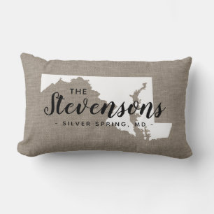 Maryland Family Monogram Staat Throw Pillow Lendenkissen