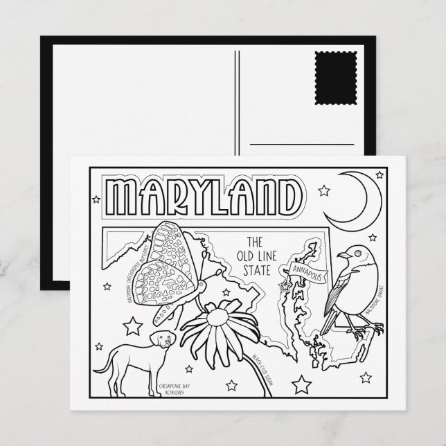 Maryland färben mich Collage Postkarte (Vorne/Hinten)