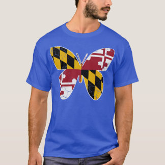 Maryland Flag Butterfly Butterfly Vintage Kunst T-Shirt