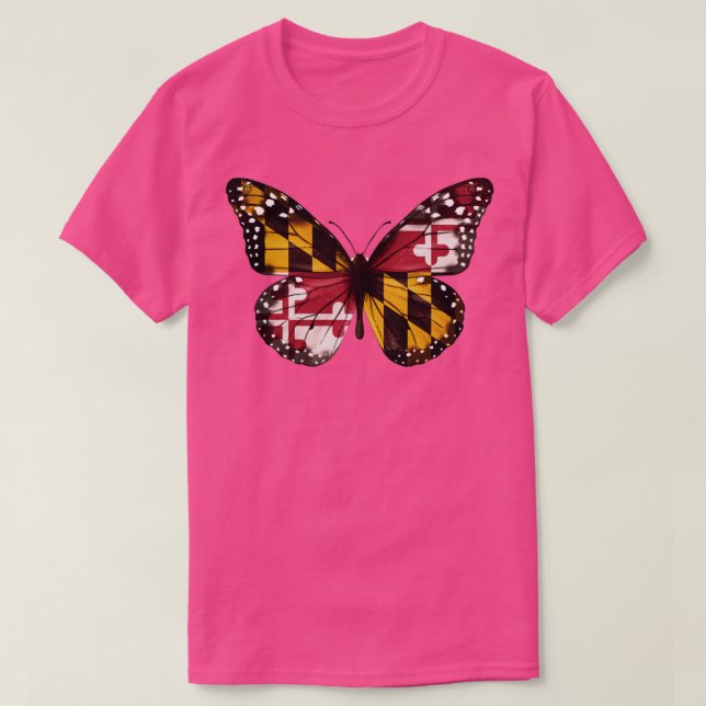 Maryland Flag Butterfly Geschenk für Marylander vo T-Shirt (Design vorne)