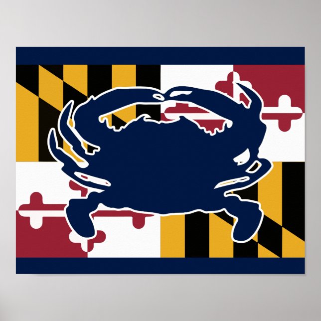 Maryland Flag/Crab Poster - marineblau (Vorne)