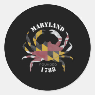 Maryland Flag Crab wurde 1788 gegründet Runder Aufkleber