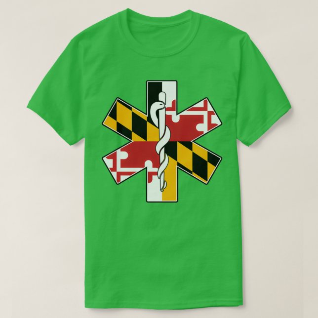 Maryland Flag EMS Emergency Medical Services for E T-Shirt (Design vorne)