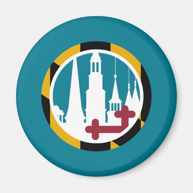 Maryland Flag Frederick Cluster Spires Circle Magnet (Vorne)