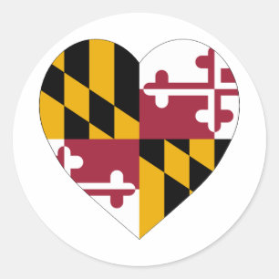 Maryland Flag Heart Runder Aufkleber