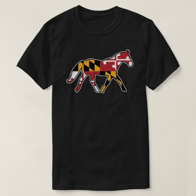 Maryland Flag Horse Sticker T-Shirt (Design vorne)