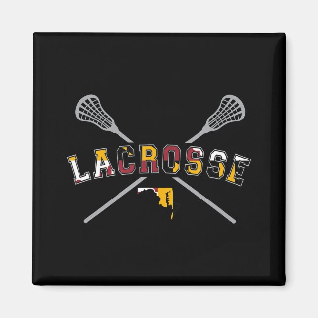 Maryland Flag Lacrosse Boys Mens Uni LAX Stic Magnet (Vorne)