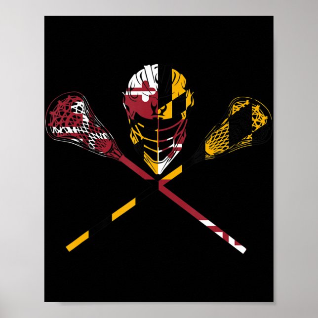 Maryland Flag Lacrosse Boys Men's Women's College  Poster (Vorne)